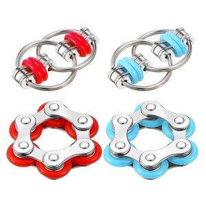 Fidget Toy: 4 Piece Flippy Roller Flick (Bike) Chain Fidget Toys with Case